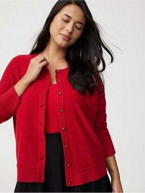 torrid Red Button-Up Crewneck Cardigan